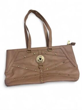 Love Moschino Brown Leather Studded Shoulder Tote